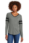 Sport-Tek® Women's Halftime Stripe Long Sleeve V-Neck Tee LST6043