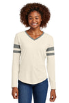 Sport-Tek® Women's Halftime Stripe Long Sleeve V-Neck Tee LST6043