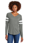 Sport-Tek® Women's Halftime Stripe Long Sleeve V-Neck Tee LST6043