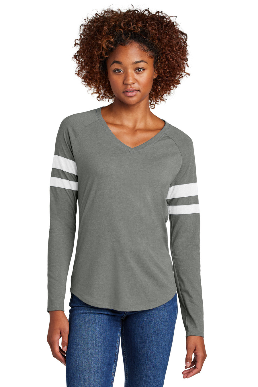 Sport-Tek® Women's Halftime Stripe Long Sleeve V-Neck Tee LST6043