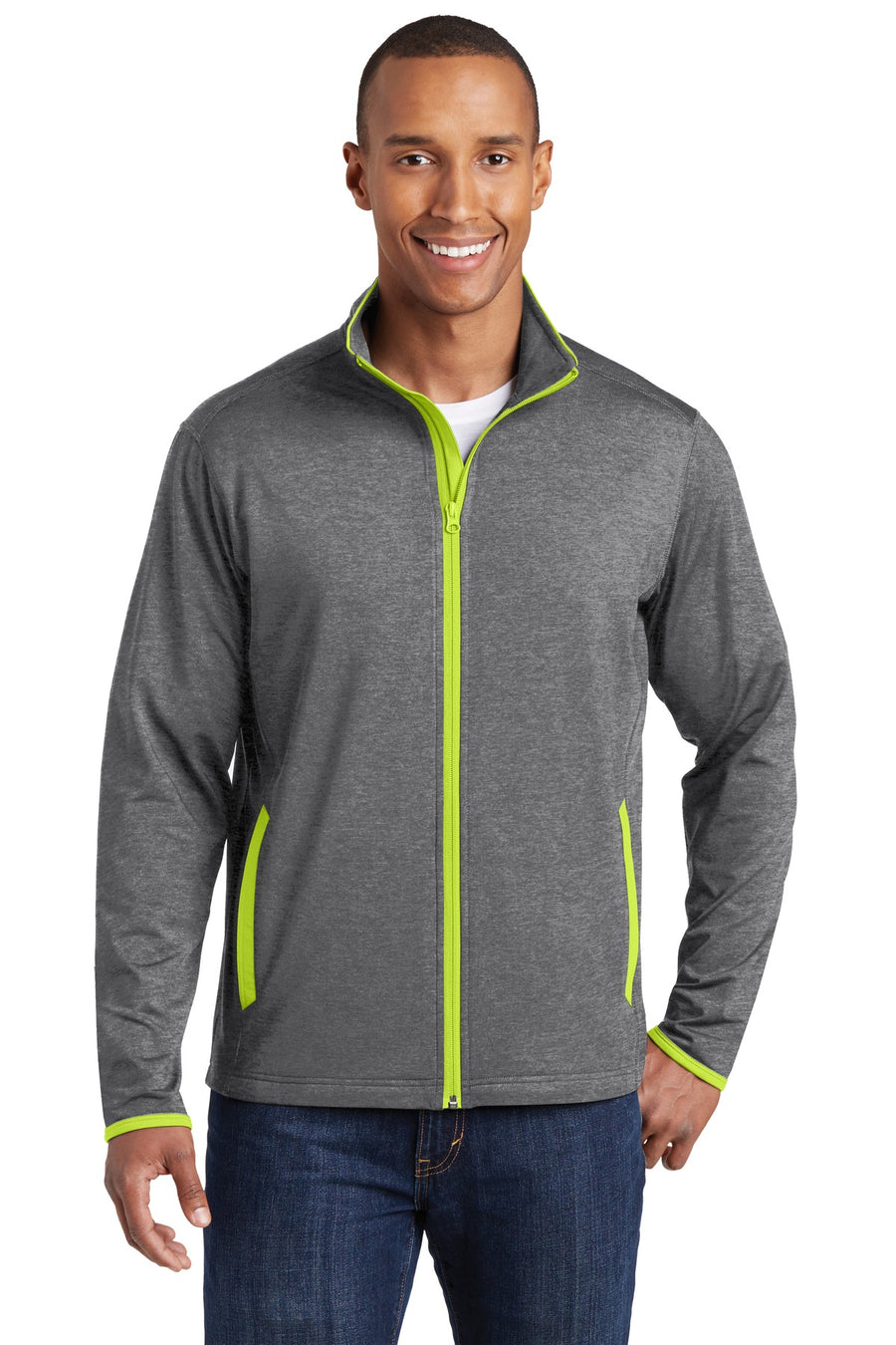 ST853-Charcoal Grey Heather/ Charge Green-front_model